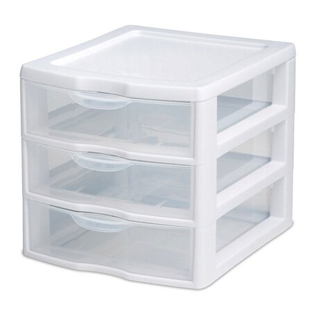 Sterilite 1.6 cu ft Clear/White Drawer Organizer 6.875 in. H X 7.25 in. W X 8.5 in. D Stackable, 6PK 20738006F